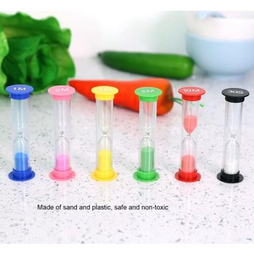 6pcs/ Set Sand Glass Timer Hourglass for Cooking Baking Game Exercise Decoration