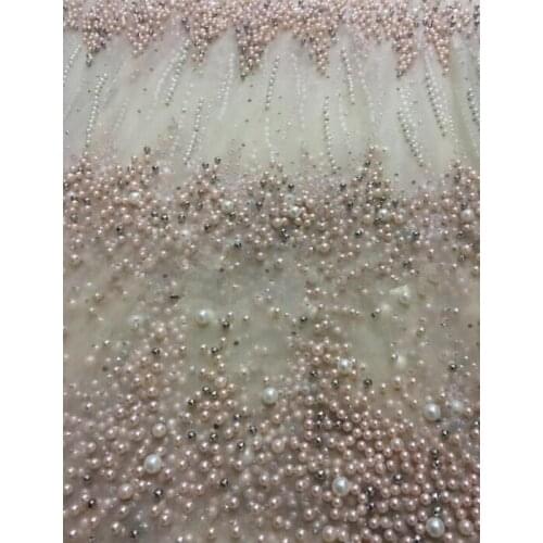 African Lace Fabric with beads High quality SYJ-82941-2 fashion French tulle Lace Fabrics