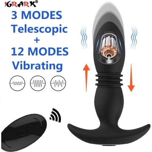 Anal Vibrator Wireless Remote Control Telescopic Dildo Vibrators Male Prostate Massager Butt Plug Vibrador Anal Sex Toys for Men