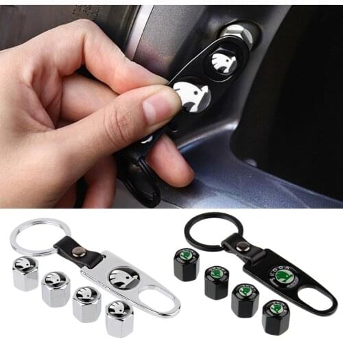 Auto Wheel Tire Valve Stem Cover Protection for Skoda Yeti Superb Kodiak Fabia 2 Octavia 2 A5 Karoq Kamiq Car Valve Caps Styling