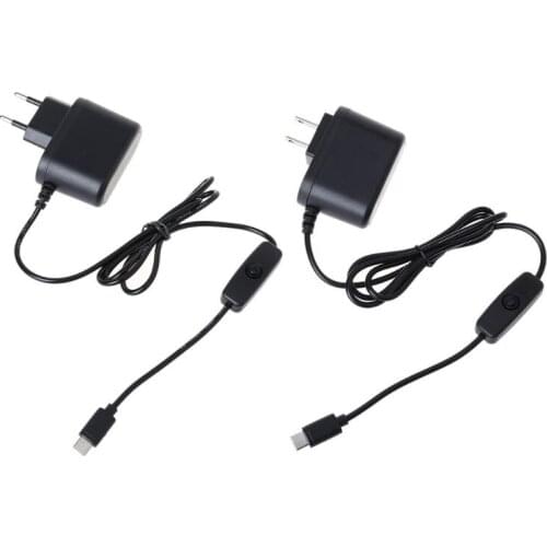 USB C Power Supply 5V 3A Type-C Power Adapter with ON/OFF Switch EU US USB-C Charger for Raspberry Pi 4 Model B