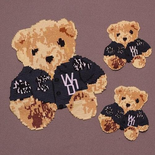 Embroidery big bear patch,embroidered bears badges,patches appliques for clothing A21922