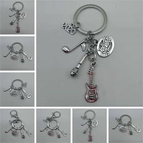 2020/2021, 1 guitar keychain music key ring pianist gift notes handmade jewelry guitar trinkets