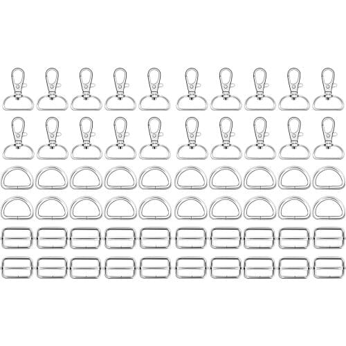 60 Pieces Key Chains Keychains Swivel Clasps D Ring Buckle DIY Keyring Craft Jewelry Making