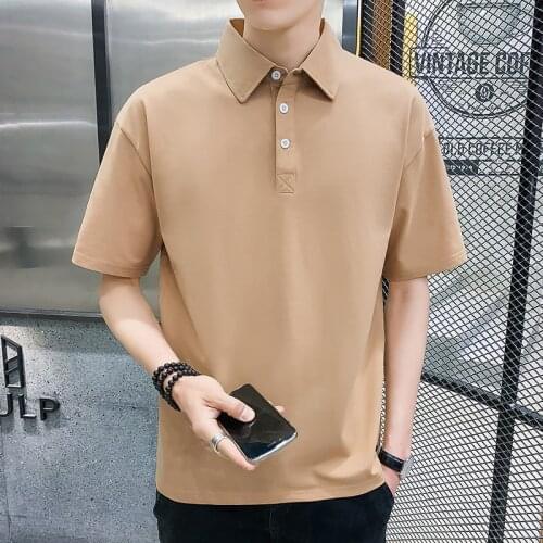 BROWON Brand Polo Shirt Men Clothing Solid Color Fashion Breathable Thin Polo Shirts 2021 Turn-Down Collar Half Oversized Clothe