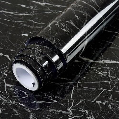 40/60cm Black Marble Self Adhesive Waterproof Wallpaper for Kitchen Cabinets Countertops Door Wall Sticker PVC Contact Paper