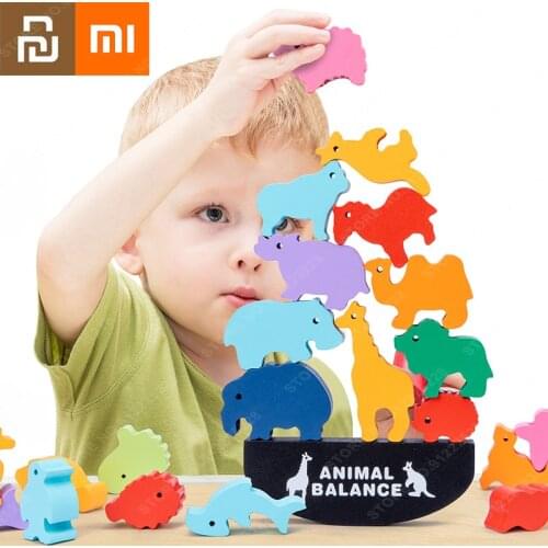 Xiaomi Childrens Wooden Dinosaur Balance Building Blocks Stacking High Game Balance Boat Early Education Educational Toys Youpin