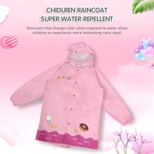 Kids Raincoat Hooded Boy Girl Cartoon Rain Poncho Rain Coat Children Rainwear Block Wind and Rain for Age 6-12Y