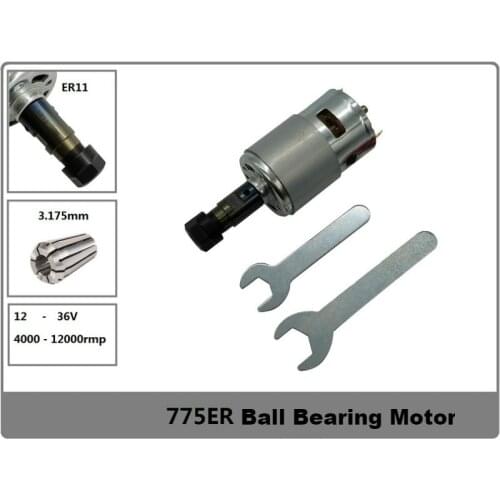 775 DC Motor 12-36V 4000-12000 RPM Engraving Machine Spindle Motor with ER11 Extension Rod for 1610/2417/3018 CNC Router Machine