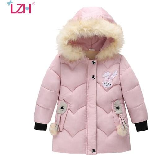 LZH Children Warm Outerwear Coat For Kids Hooded Jackets For Girls Winter Cotton-padded Clothes Toddler Girls Jacket 3 4 5 Years