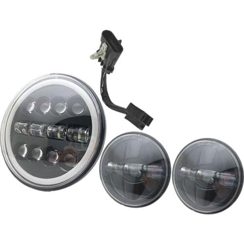 Motorcycle 7 inch Moto LED Headlight with 4-1/2" 4.5inch LED Auxiliary Fog Passing Light Lamp for H arley Touring Electra Glide