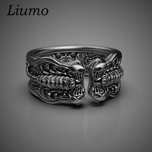 Liumo Vintage Punk Dark Style Scorpion Men Alloy Biker Ring Lr1152