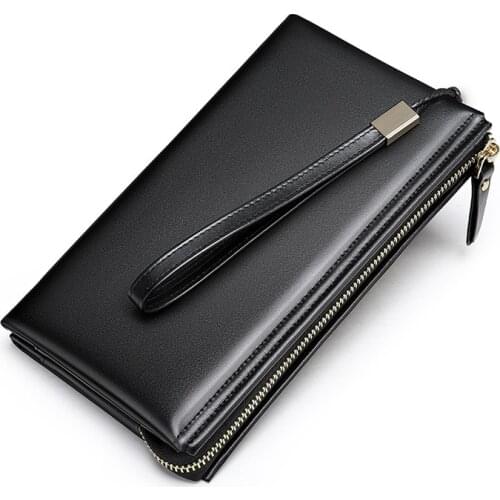 High Quality Genuine Leather Men Wallet Long Cowhide Multiple Cards Holder Clutch Male Purse Standard Wallets With Phone Holder