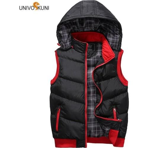 UNIVOS KUNI 2019 Men Warm Vest Couple Casual Soild Color Hooded Women Cotton Fashion Slim Fit Big Size 5XL Q6042