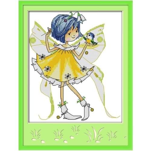 Flower pretty woman and bird cross stitch kit cartoon 14ct 11ct count print canvas stitching embroidery DIY handmade needlework