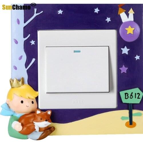New Korean Pastoral Cartoon Prince Switch Stickers Protective Shell Resin Wall Stickers Childrens Room Home Decoration Stickers