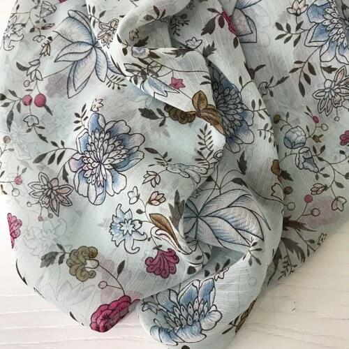 One meter High quality Chiffon material Flower printing and dyeing tissu High grade robe dress cheongsam shirt tissus