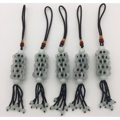 Wholesale 2PCS New natural jadestone Peace buckle shape Good luck key chain&bag&cell phone decoration