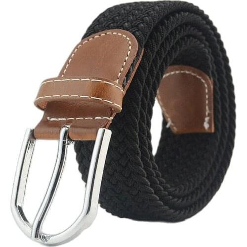 Mens Woven Belt Womens Casual Elastic Breathable Canvas Korean Fashion Classic Buckle Female Waist Belt
