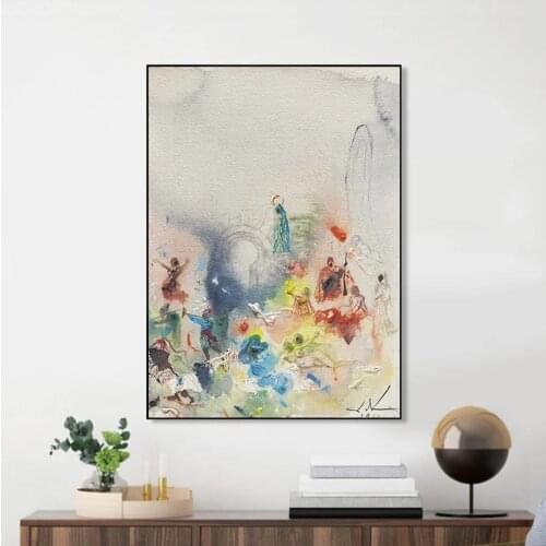 Salvador Dali People Living In The Spiritual World Canvas Painting Poster and Print Wall Art Abstract Picture Home Decor Cuadros