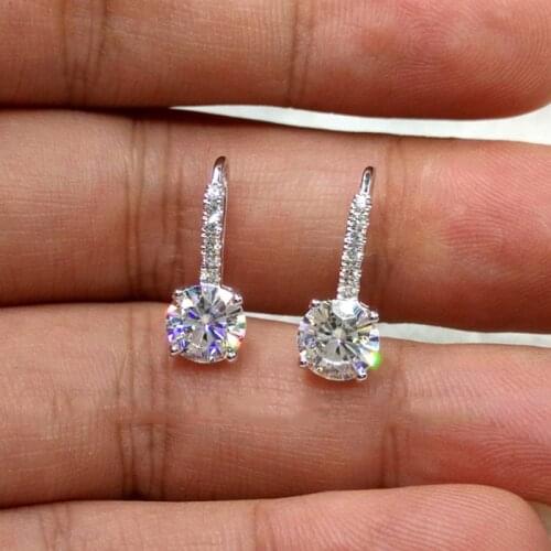 Huitan Simple Stylish Round Cubic Zircon Drop Earrings for Women Elegant Wedding Accessories Fine Gifts Female Brilliant Jewelry
