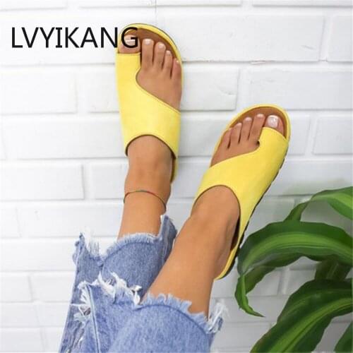 Women Slippers Summer Flip Flops Sandals Shoes Casual Beach Flat Sole Big Toe Foot Comfy Platform Orthopedic Bunion Corrector