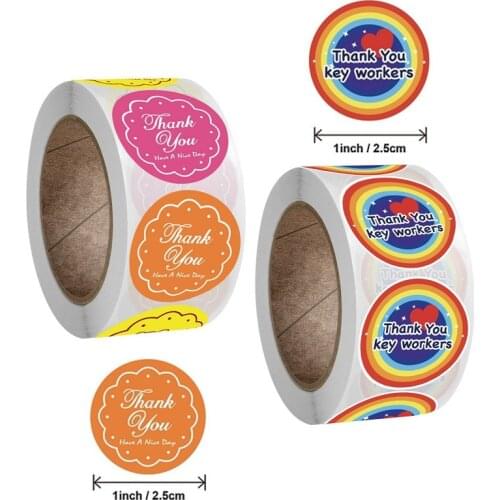 Stylish "Thank You Have A Nice Day&Key Worker" Sticker 500pcs DIY Gift Decoration Handmade Wedding Party Business Package Labels
