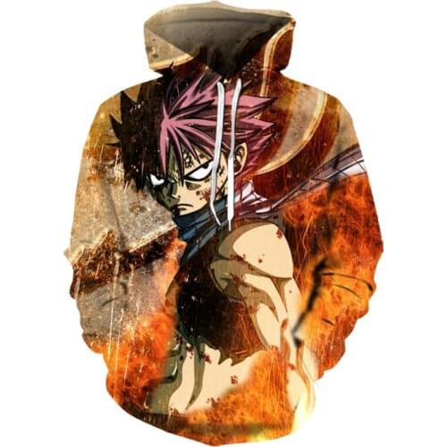 Anime FAIRY TAIL Hoodie Etherious Natsu Dragneel Lucy Heartfilia Erza 3D Print Hoodies Sweatshirts Casual Coat Jacket Tops
