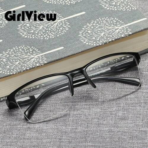 GirlView Unisex Half Frame Ultralight Reading Glasses Myopia Glasses Environmental Resin Material Reading Glasses -4.0~+4.0