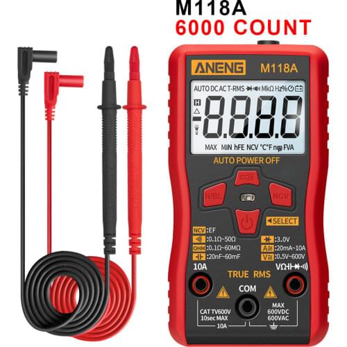 Smart Tester Digital Multimeter Flashlight M118A with NCV Data Hold Mini Auto Mmultimetro True Rms Tranistor Meter