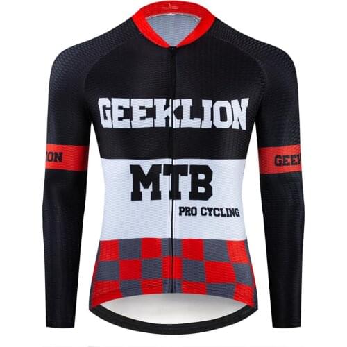 Bike Jersey Geeklion MTB Clothig Summer Long Sleeves V-neck Ropa Reflective Ciclismo Wear Team PRO Cycling Lightweight Jersey