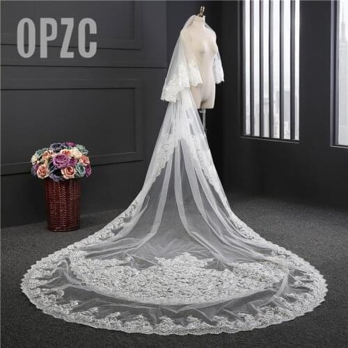 Voile Mariage 3M*1.8M Long Veil With Comb 2 Layer Lace Edge Purple White Ivory Cathedral Wedding Accessories Bridal Veu de Noiva