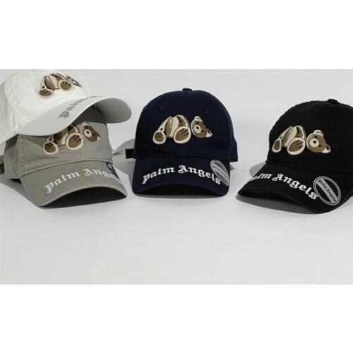 Palm Angels 22SS Logo letters guillotine bear embroidery men and women couple fashion Casual Caps Sun Hat