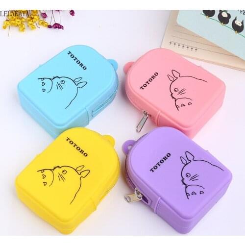 10*7cm Cartoon cute Totoro Mini Schoolbag Coin Purse Action Figure Rubber Wallet Pouch Small Bag doll toys gift for boys girls