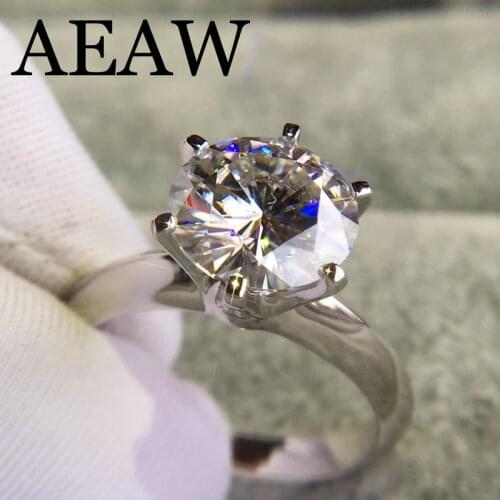 18K White Gold Plated Silver 3.0ct 9mm Round Cut G Color Lab Diamond Ring Anniversary Ring Moissanite Ring For Women