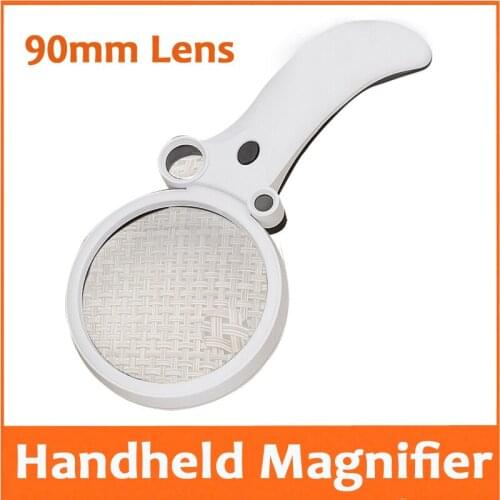 2.5X 4.5X 25X 55X LED Illuminated Handheld Reading Magnifying Glass Magnifier Jewelry Loupe with Lamps for Old Man