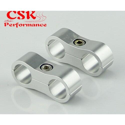 2pcs AN6 13.4mm Braided Hose Separator Clamp Fitting Adapter Bracket Black/Blue/Silver