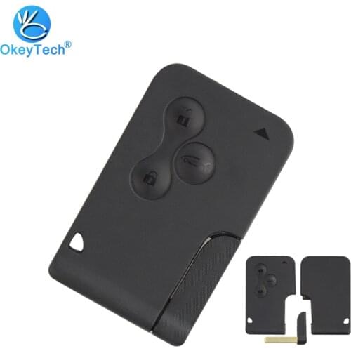 OkeyTech 3 Button Remote Key Fob Insert Small Blade Replacement Car Key Shell For Renault Clio Megane Grand Scenic Smart Card
