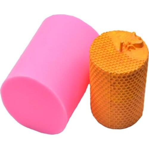 3D Cylinder Bee Honeycomb Silicone Candle Mold Soap Clay Making DIY Cake tool QX2E