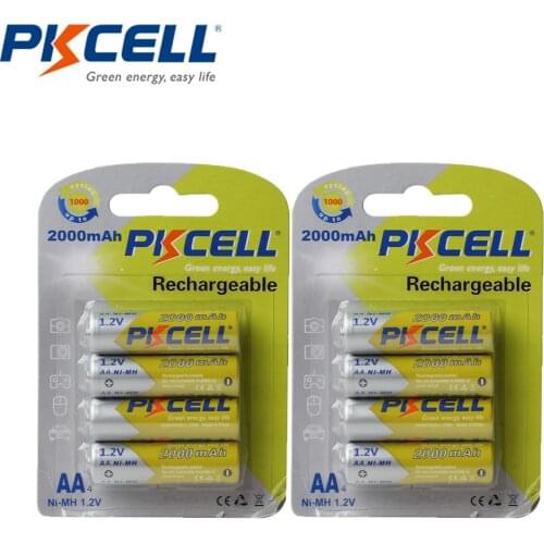 4Pcs/2Cards PKCELL AA Rechargeable Battery NIMH 1.2V 2A Battery Bateria Real High Capacity For Toy RU In Stock