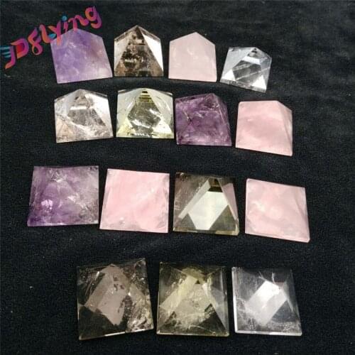 4CM Crystal Quartz Pyramid Black Obsidian Rose Quartz Amethyst Smoky Crystal Citrine Clear Quartz Pyramid Healing Chakra Crystal