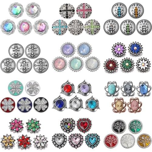 6pcs/lot 2020 New Snap Button Jewelry Mixed Metal 18mm Snap Button with Rhinestone Buttons for 20mm 18mm Snap Bracelets Bangles