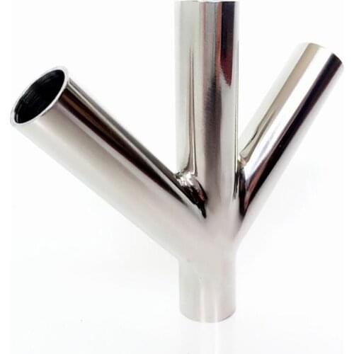 76mm 3" Pipe OD Butt Welding Oblique Y-Shaped 4 Way SUS 304 Stainless Sanitary Fitting Spliter Homebrew Beer Wine