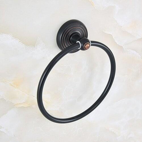 Bathroom Accessory Wall Mounted Black Oil Rubbed Bronze Brass Circles Pattern Towel Ring Towel Rack Holder aba918