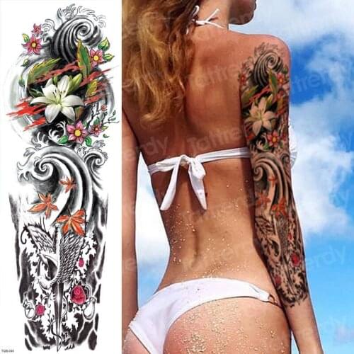 Large temporary tattoos arm women tattoo sleeve pattern girls tattoo decal men sticker tattoo & body art black big armband tatoo