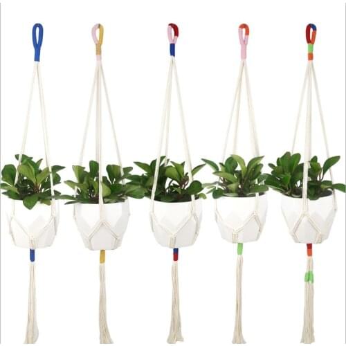 Macrame Plant Hanger Indoor Outdoor Hanging Basket Planter Pot Holder Color Jute Rope Flowerpot Garden Home Decorative 50pcs