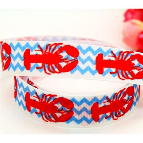 DHK 7/8'' 5yards lobster chevron printed grosgrain ribbon headwear hair bow diy party decoration OEM 22mm E1214