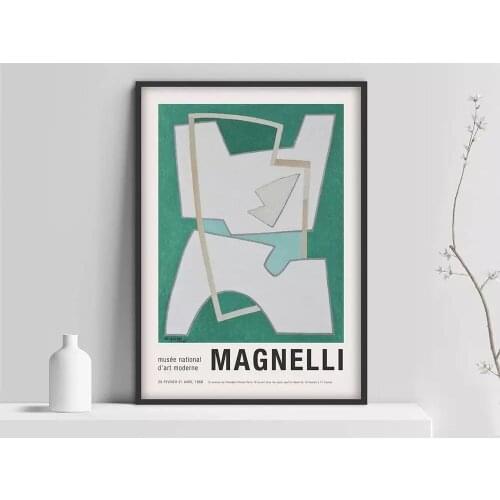 Home Decoration Alberto Magnelli Green Pattern Canvas Painting Wall Art Poster Modular Picture No Frame For Bedside Background