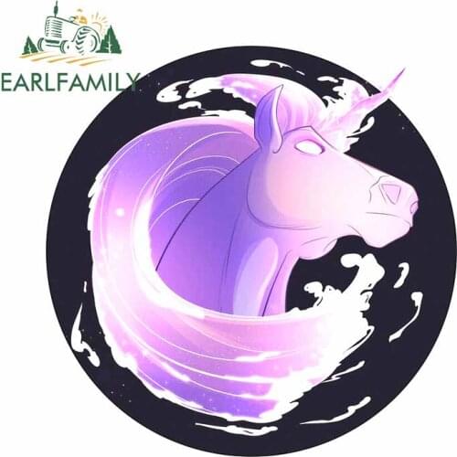 EARLFAMILY 13cm x 13cm for Purple Unicorn Cartoon Decal Personality Laptop Car Sticker Anime Windshield Trunk Vinyl Car Wrap