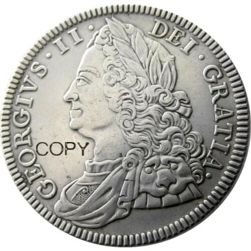 GT BRIT. George II 1751 AR Crown Silver Plated Copy Coin